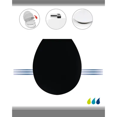 TENDANCE WC daska od MDF-a s metalnim okovima, sporo zatvaranje 37,5x46 cm, crna