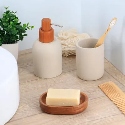 TENDANCE Čaša za četke 8x10 cm cementna, bež