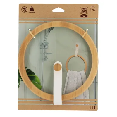 TENDANCE Držač za peškire, samoljepljivi, okrugli, od bambusa, bijela