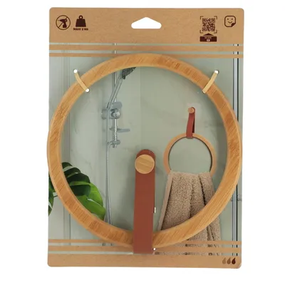 TENDANCE Okrugli držač za peškire, samoljepljivi, 31x21x3,5 cm, bambus, smeđa