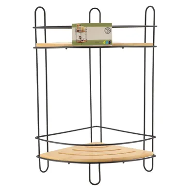TENDANCE Dvostruka ugaona polica 36,5x19,5x19,5 cm mdf/bambus, Crna