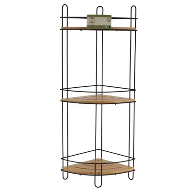 TENDANCE Trostruka ugaona polica 61,5x27x20 cm mdf/bambus, crna