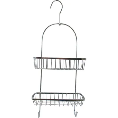 TENDANCE Viseća dvostruka polica za tuširanje 22,5x10x55 cm metalna, srebrna