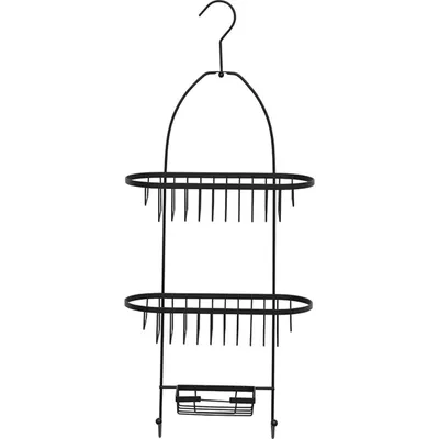 TENDANCE Dvostruka viseća polica s posudom za sapun 26x11x63cm metalna