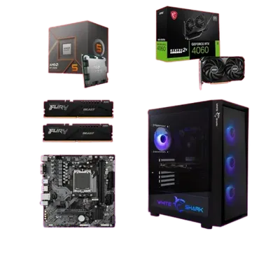 Start Desktop računar Sulphur, Ryzen 5 8400F, RTX 4060, 32GB DDR5, 1TB SSD, Windows 11 Pro, Office 2021, Crni