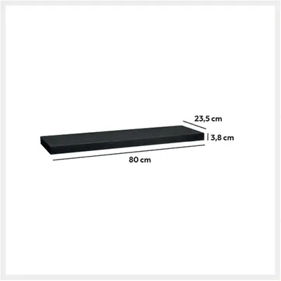 FIVE Zidna polica FIXY 80x23,5x3,8 cm mdf/drvo, Crna