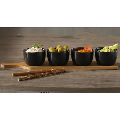 SECRET DE GOURMET Set posuda za serviranje s bambusovim stalkom, 4 dijela