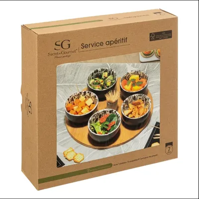 SECRET DE GOURMET Set za predjelo, Keramika-bambus, Crno-bijela