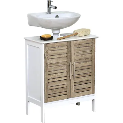 TENDANCE Kupaonski ormarić s 2 vrata i policom Stockhlom 60x30x70cm mdf, bambus-bijela