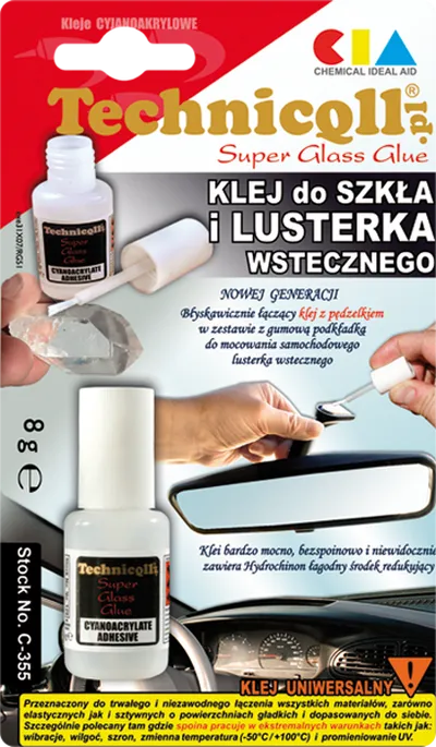 TECHNICQLL ljepilo za staklo i ogledala, 8 g.