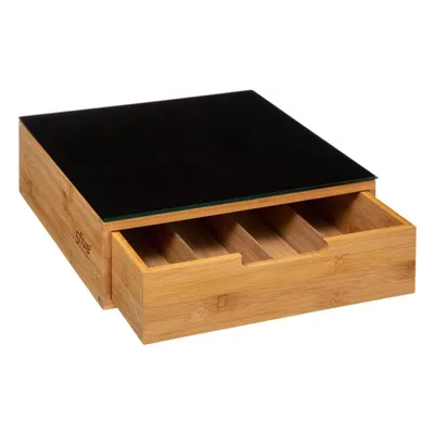 FIVE Kutija za kapsule kafe sa fiokom 30x30x10 cm bambus crna