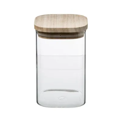PET tegli set od 3 komada 10x10x8,2 cm 10x10x15,2 10x10x24,3 cm drvo i staklo prozirne