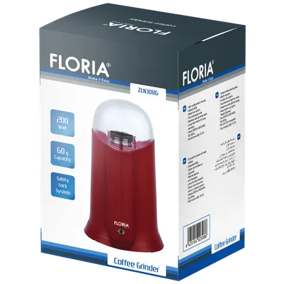 Floria Mlin za kafu, spremnik 60 g., 200 W - ZLN3086/RD, Crveni