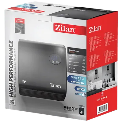 Zilan Grijalica zidna, 2000W, daljinski upravljač, timer - ZLN5633, Crna