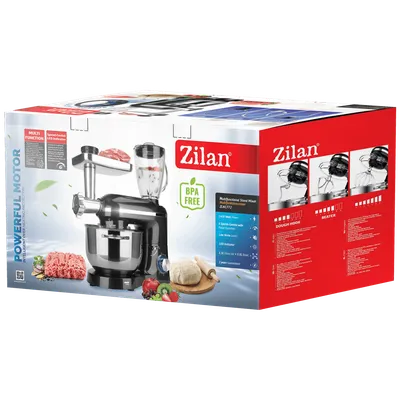 Zilan Mikser sa posudom + blender + nastavak za meso, 1400 W - ZLN1772, Srebrni
