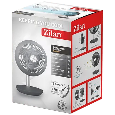 Zilan Ventilator stolni, punjivi, USB - ZLN4000, Crni