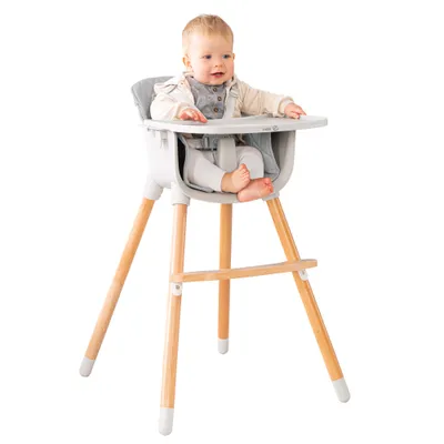 ROBA KIDS Hranilica za bebe StyleUp wood 2u1, Siva
