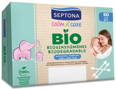 Septona Dječji štapići za uši sa zaštitom Biodegradable 50/1