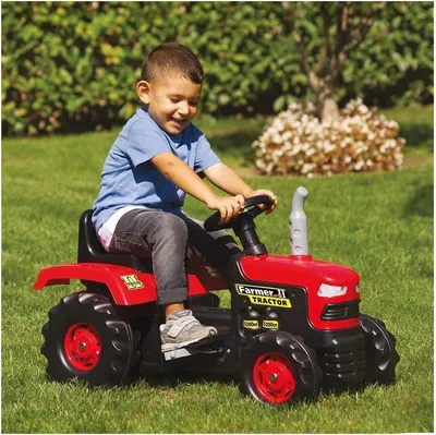 Dolu Dječiji traktor na pedale, Crveno-Crni