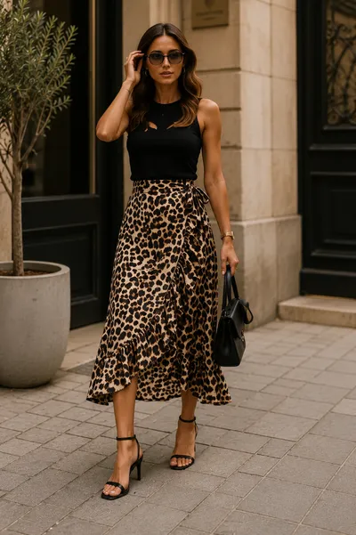 JJ REBEL Ženska suknja JREBWDIANA RUFFLE WRAP SKIRT, Bež
