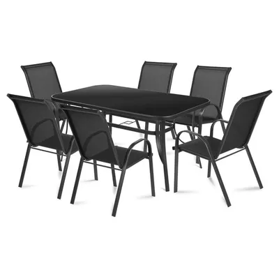 Fieldmann Vrtni metalni sto sa crnim staklom FDZN 5030, 150x96x71 cm, Crni