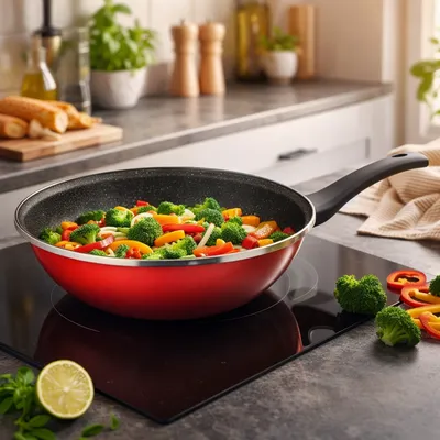Metalac Tava WOK GRANIT INDUCTION 28cm/3,5lit, Crvena