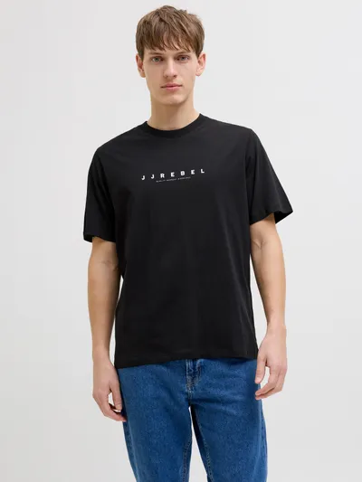 JJ REBEL Muška majica JREBROCKY LOGO TEE SS CREW NECK SN, Crna