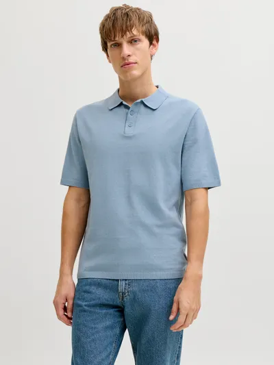 JJ REBEL Muška majica JREBCALLUM KNIT POLO SS SN, Plava