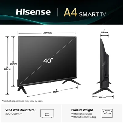 Hisense Televizor 40A4Q, 40", Full HD, Smart, Vidaa U