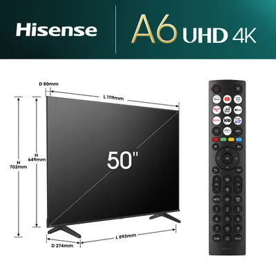 Hisense Televizor 50A6N, 50", 4K UHD 3840x2160, Smart, Vidaa U