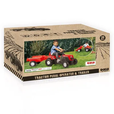 Dolu Traktor sa Prikolicom 144x52x45cm Crveni, Crvena