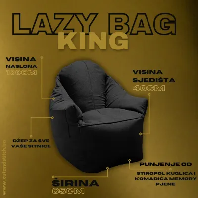 CUT&STITCH Lazy bag KING, siva