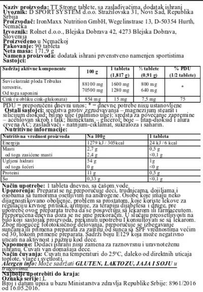 IRONMAXX Tribulus terrestris tablete, 90 komada