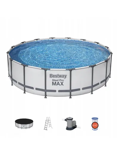 BESTWAY Bazen za dvorište 427x122cm Steel Pro Max sa čeličnim ramom cm sivi