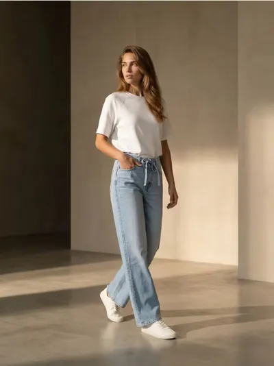 Wide leg farmerke s efektom ispranosti