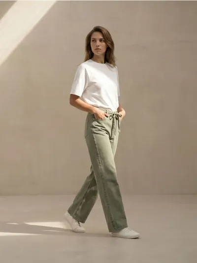 Straight wide leg farmerke sa visokim strukom