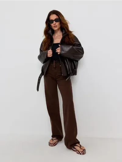 Straight wide leg farmerke sa visokim strukom