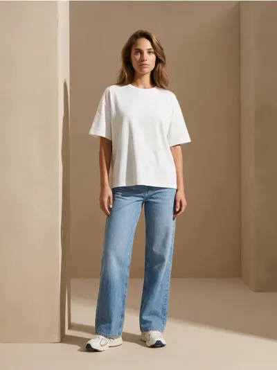 Comfort wide leg farmerke sa srednjim strukom