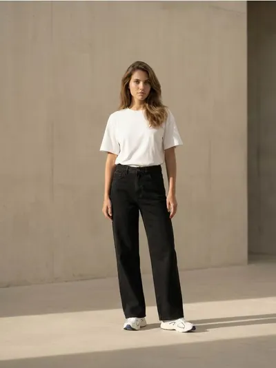 Comfort wide leg farmerke sa srednjim strukom