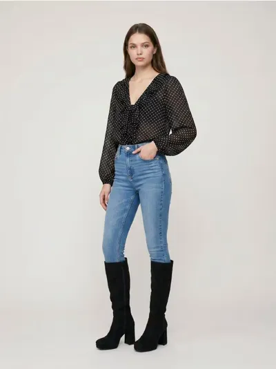 Skinny farmerke visokog struka s dodatkom viskoze