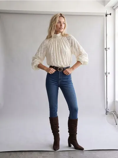 Skinny farmerke visokog struka s dodatkom viskoze