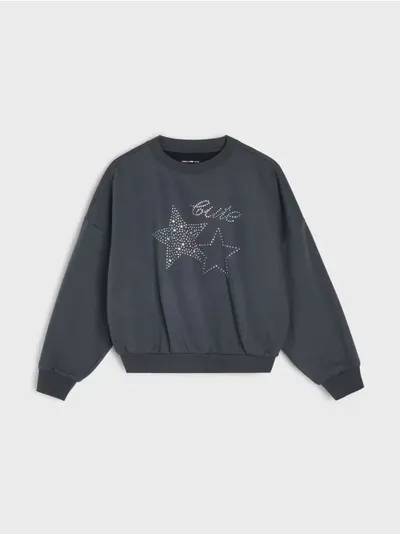 Crewneck dukserica sa ukrasnim kamenčićima