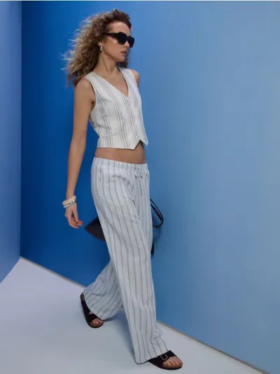 Široke pantalone s mješavinom lana
