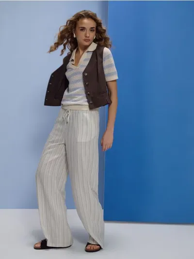 Široke pantalone s mješavinom lana