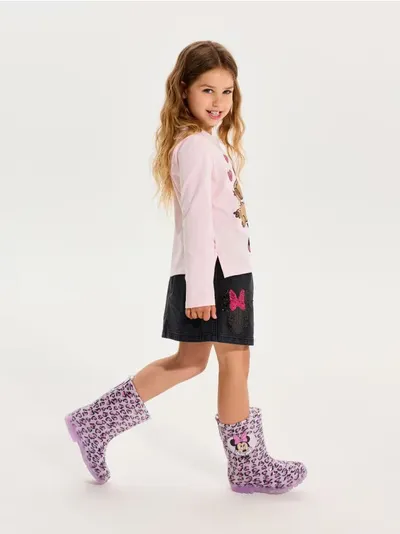 Jeans mini suknja s dekorativnim šljokicama Minnie Mouse