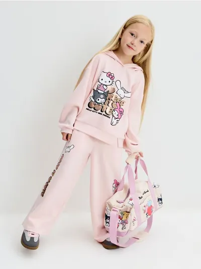 Wide leg pantalone sa mješavinom viskoze Hello Kitty and Friends