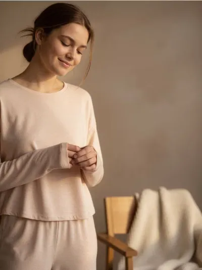 Dvodijelna pidžama od melanž trikotaže