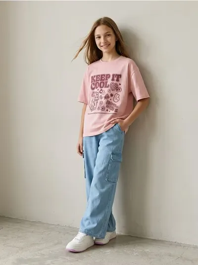 Wide leg cargo farmerke od lyocella