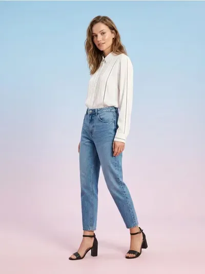 Regular fit viskoza košulja s ažurnim umetcima