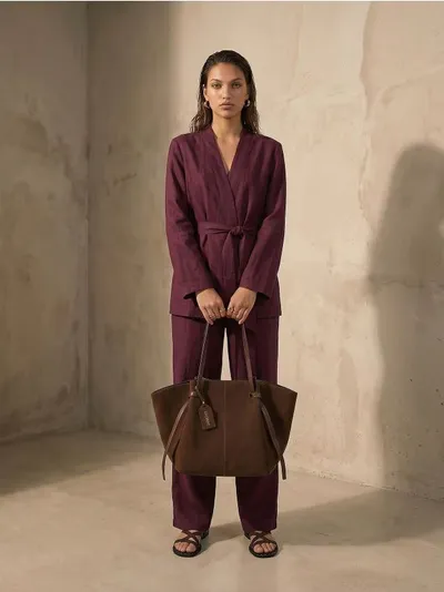 Wide leg pantalone sa viskozom i dodatkom lana
